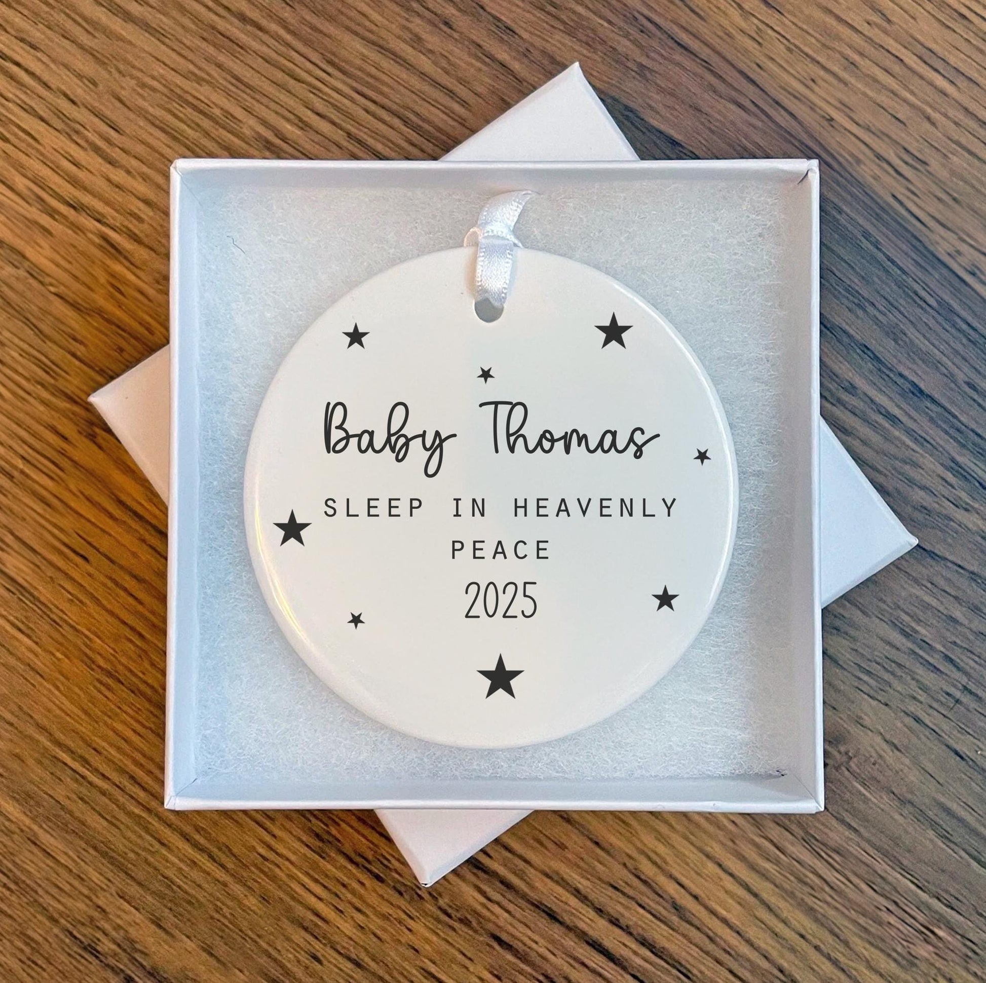 Personalise bereavement baby loss rest in peace sympathy Christmas tree decoration christmas eve box personalised santa sack
