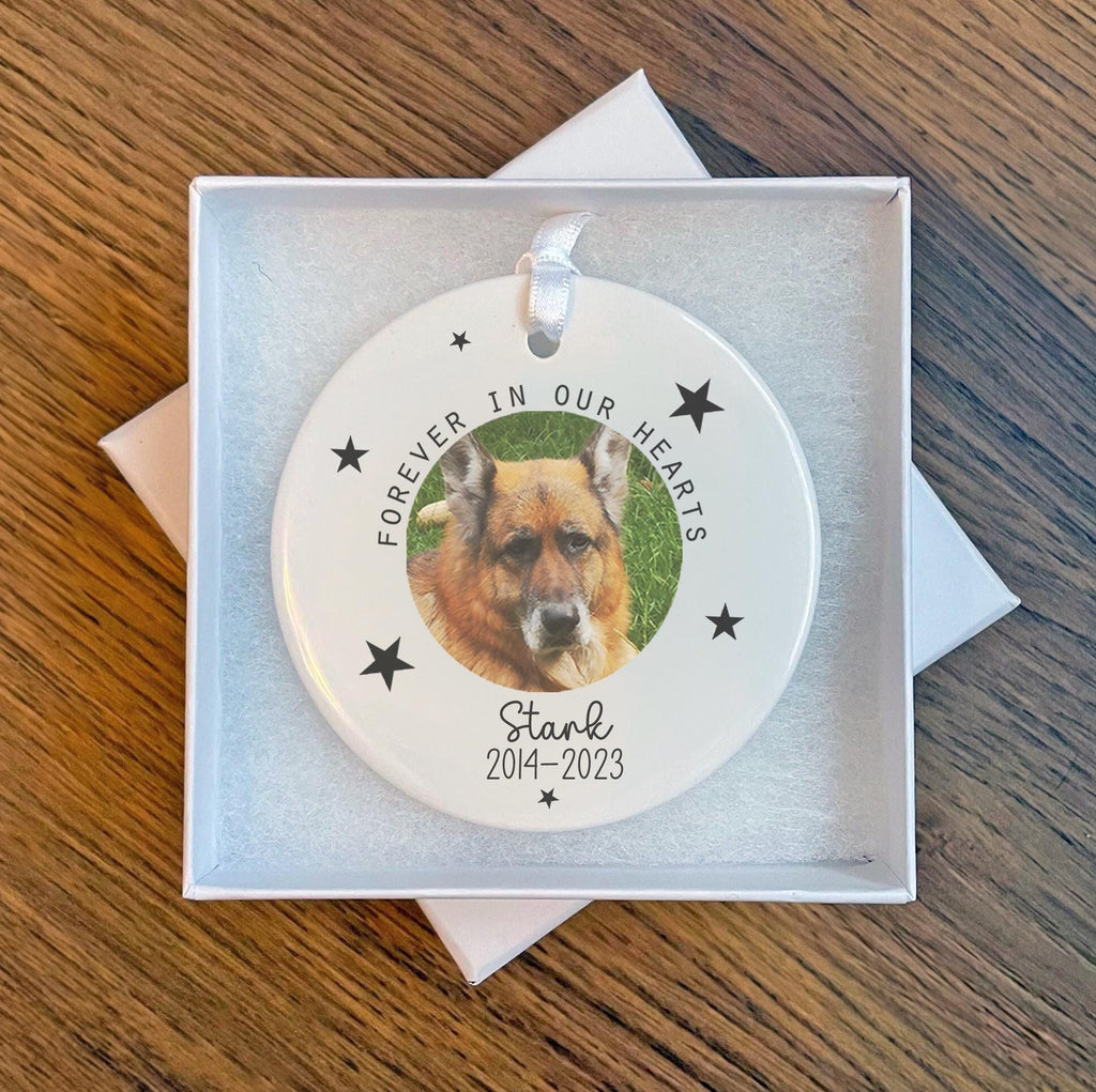 Personalise photo bereavement in loving memory pet Christmas tree decoration christmas eve box personalised santa sack first christmas gift