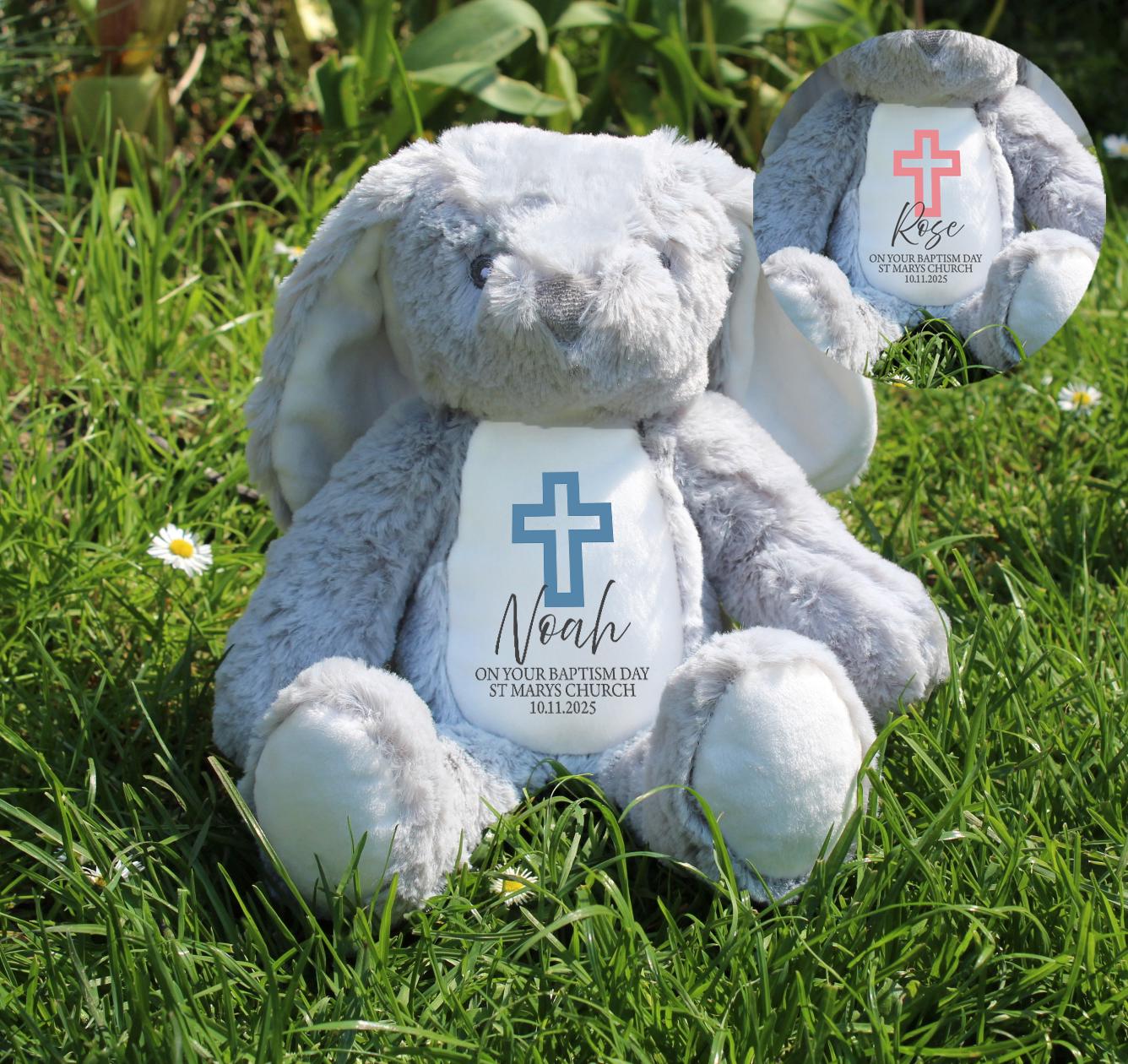 Personalised Christening crucifix teddy gift, Personalised baptism crucifix teddy gift, Religious ceremony custom teddy gift