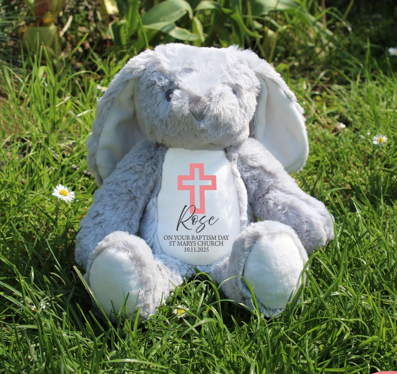 Personalised Christening crucifix teddy gift, Personalised baptism crucifix teddy gift, Religious ceremony custom teddy gift
