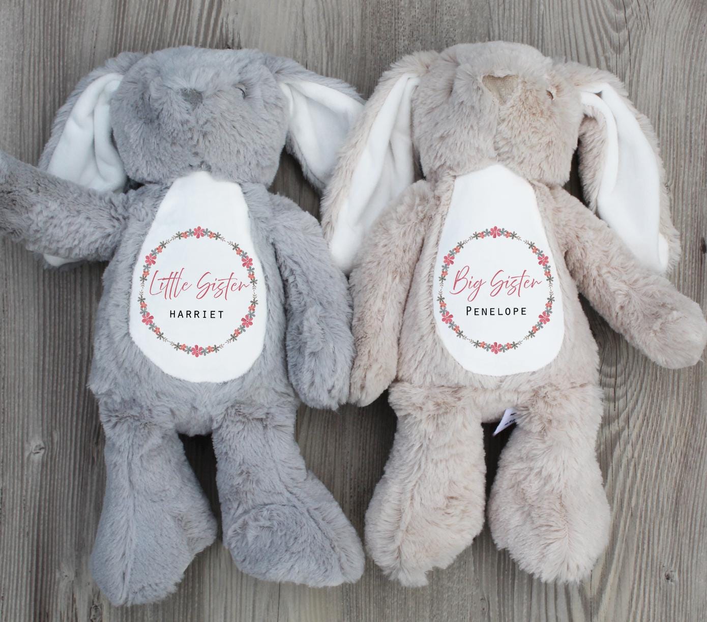 Personalised big sister and Little sister teddy, Big cousin teddy, Little cousin teddy, Personalised teddy gift, Baby shower teddy gift