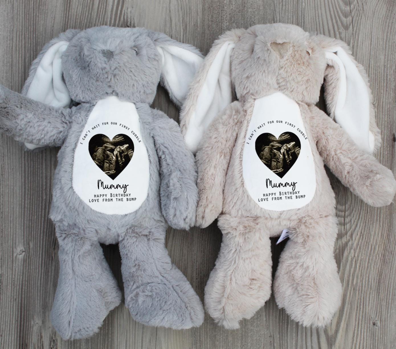 Personalised baby scan can't wait for our first cuddle love bump mummy mothers day birthday teddy gift, Personalised mummy teddy
