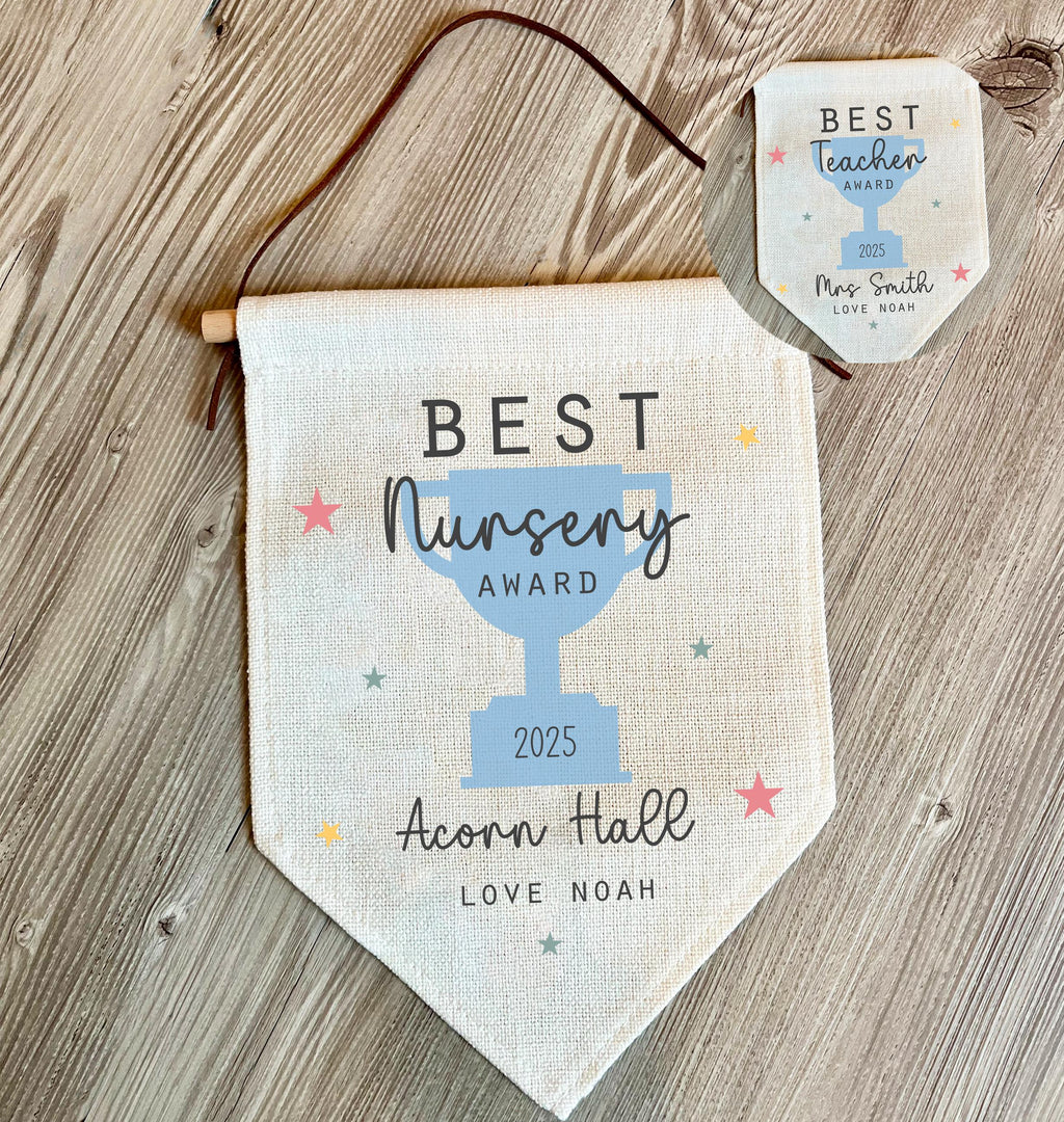 Personalised best nursery award hanging banner, Personalised teacher gift, Personalised best preschool award hanging banner gift