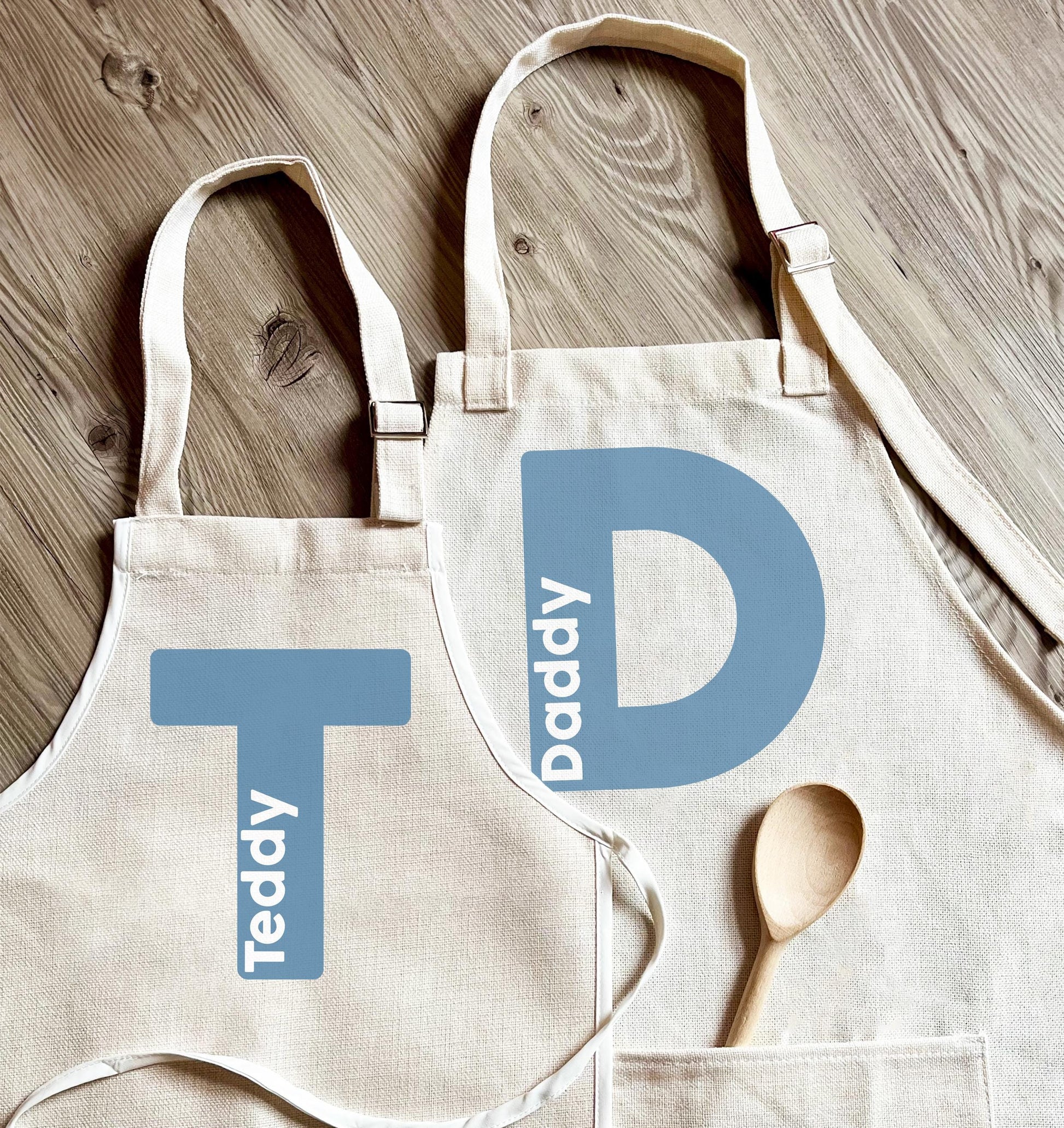 Personalised daddy and child matching aprons, Fathers day apron, Fathers day baking apron, Grandad baking apron