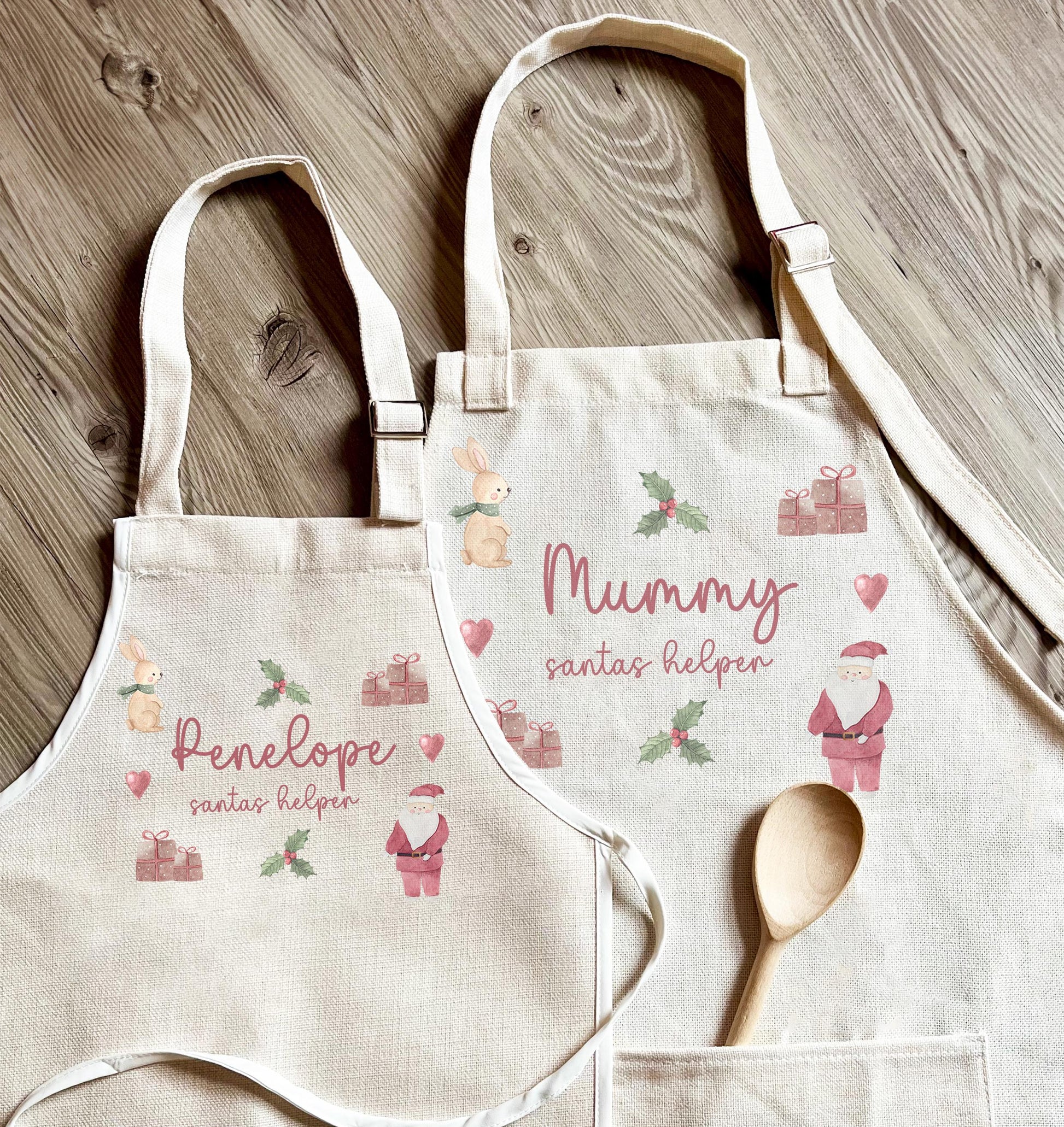 Personalised Christmas baking adult apron, Personalised christmas childrens baking apron, Xmas baking apron, Christmas eve box filler