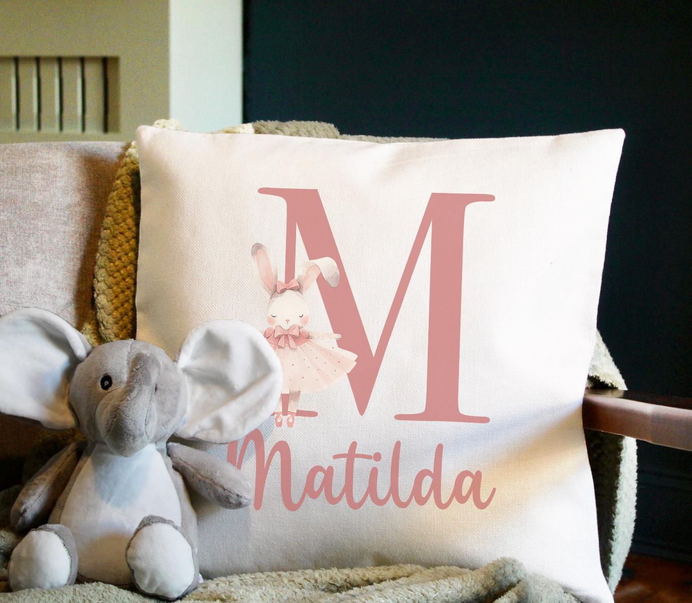 Personalised ballerina initial childrens bedroom cushion gift, Ballerina cushion, Ballerina kids decor cushion