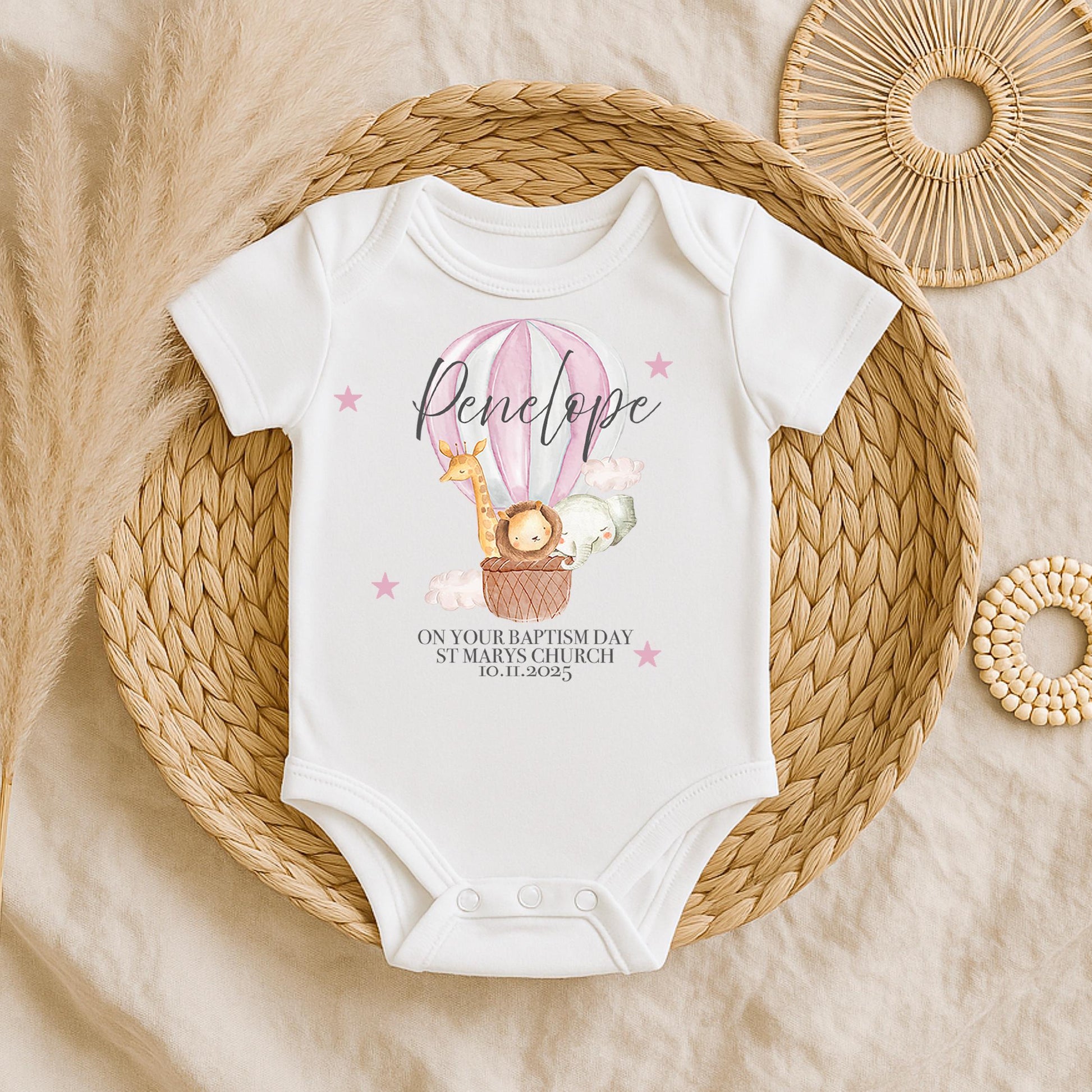 Personalised christening hot air balloon vest, Personalised baptism hot air balloon vest, Christening baby vest gift, Personalused baby vest