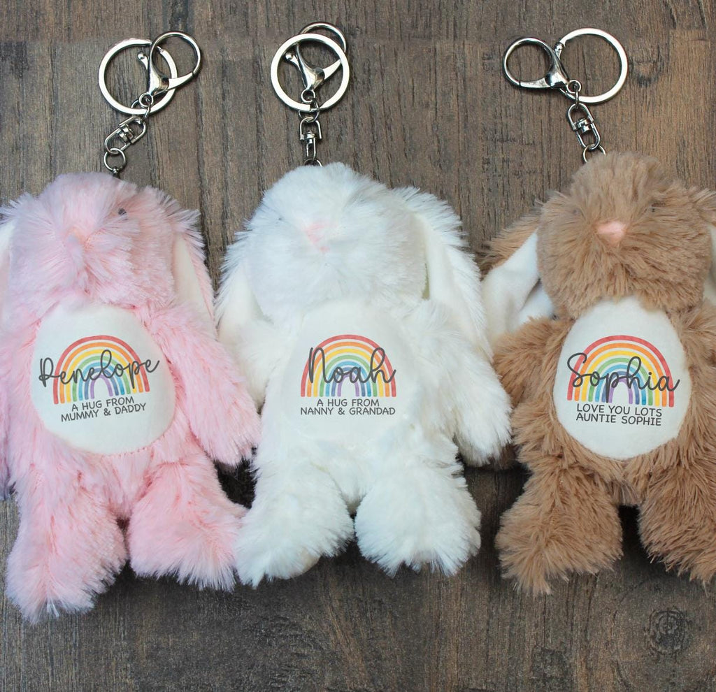 Personalised back to school hug from mummy teddy keyring, A hug from mummy and daddy preschool keyring, A hug from nursery keyring