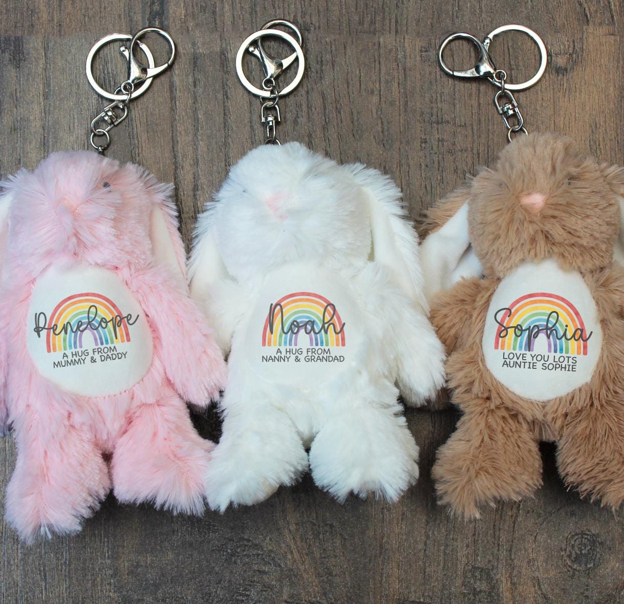 Personalised back to school hug from mummy teddy keyring, A hug from mummy and daddy preschool keyring, A hug from nursery keyring