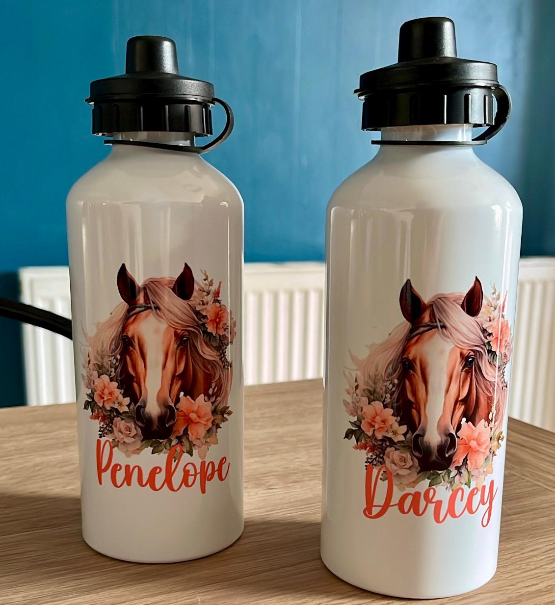 Personalised horse school water bottle, Horse water bottle, Back to school water bottle, Lunch bag water bottle