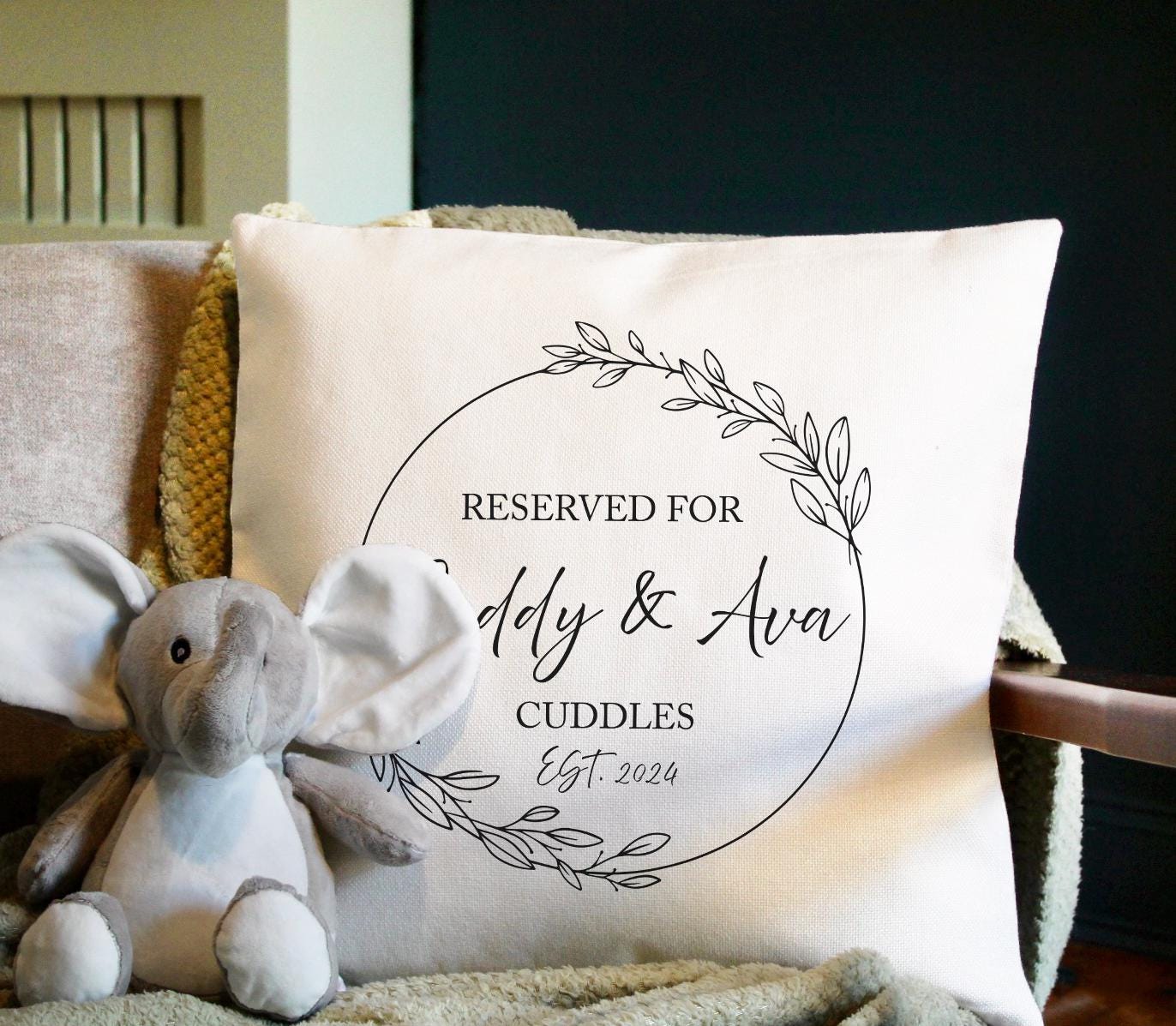 Personalised reserved for daddy cuddles cushion, Personalised reserved for grandad cuddles cushion, Personalised fathers day gift cushion