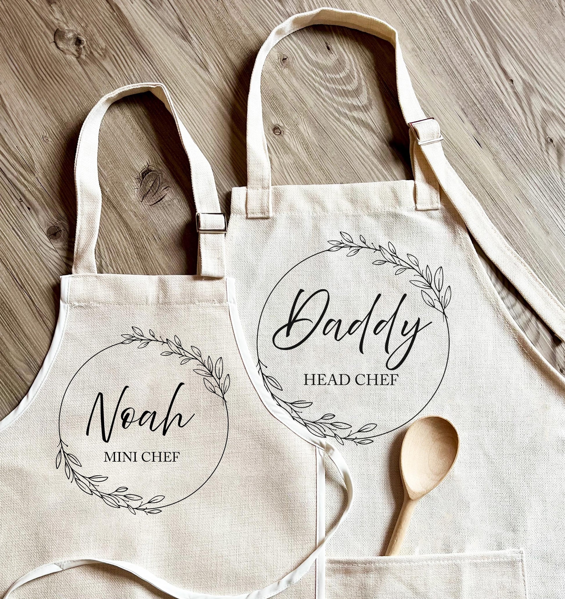 Personalised daddy and child cooking matching aprons, Father and son apron, Fathers day cooking apron, Father and daughter apron