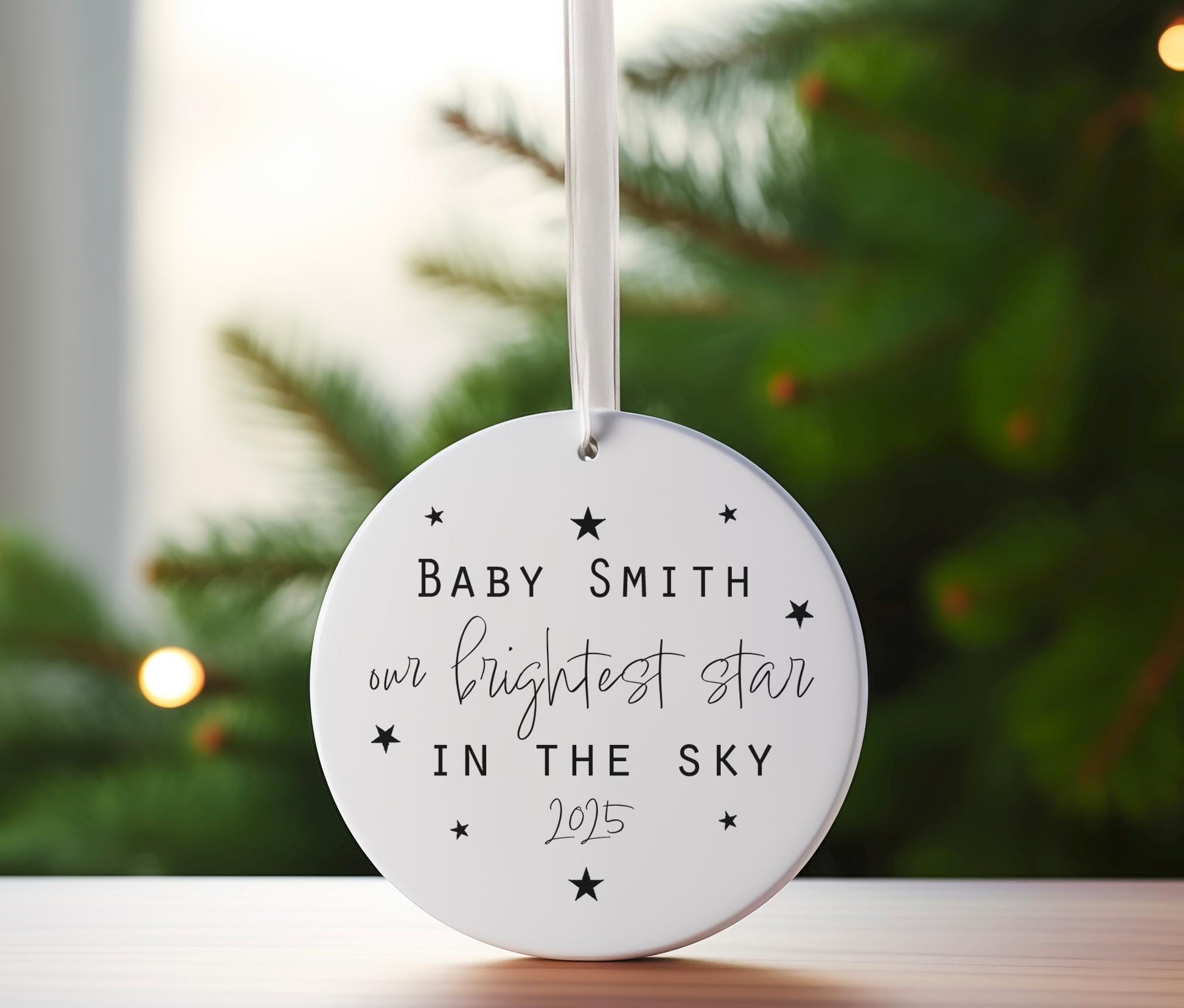 Personalised our bightest star in the sky ceramic ornament, Stillborn baby  ornament, miscarriage ornament, Angel baby ornament