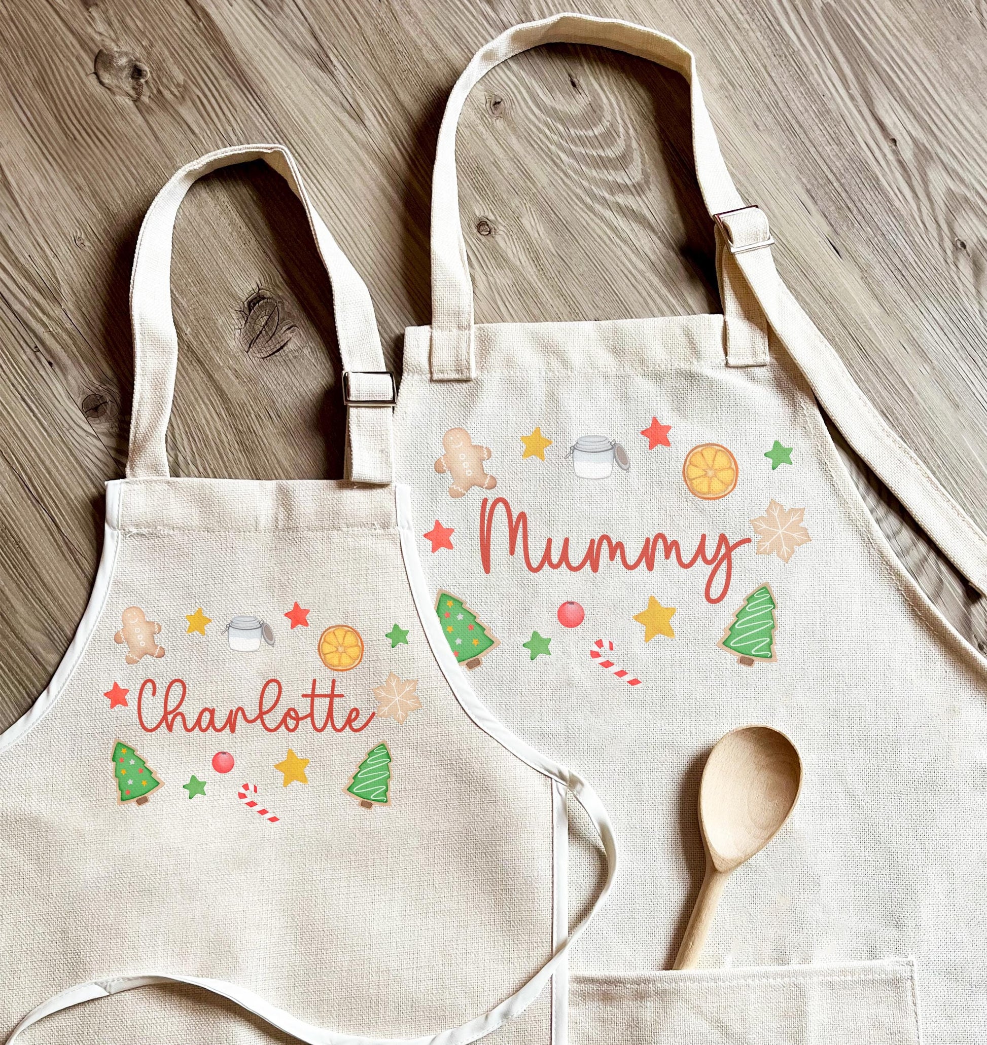 Personalised Christmas baking adult apron, Personalised christmas childrens baking apron, Xmas baking apron, Christmas eve box filler