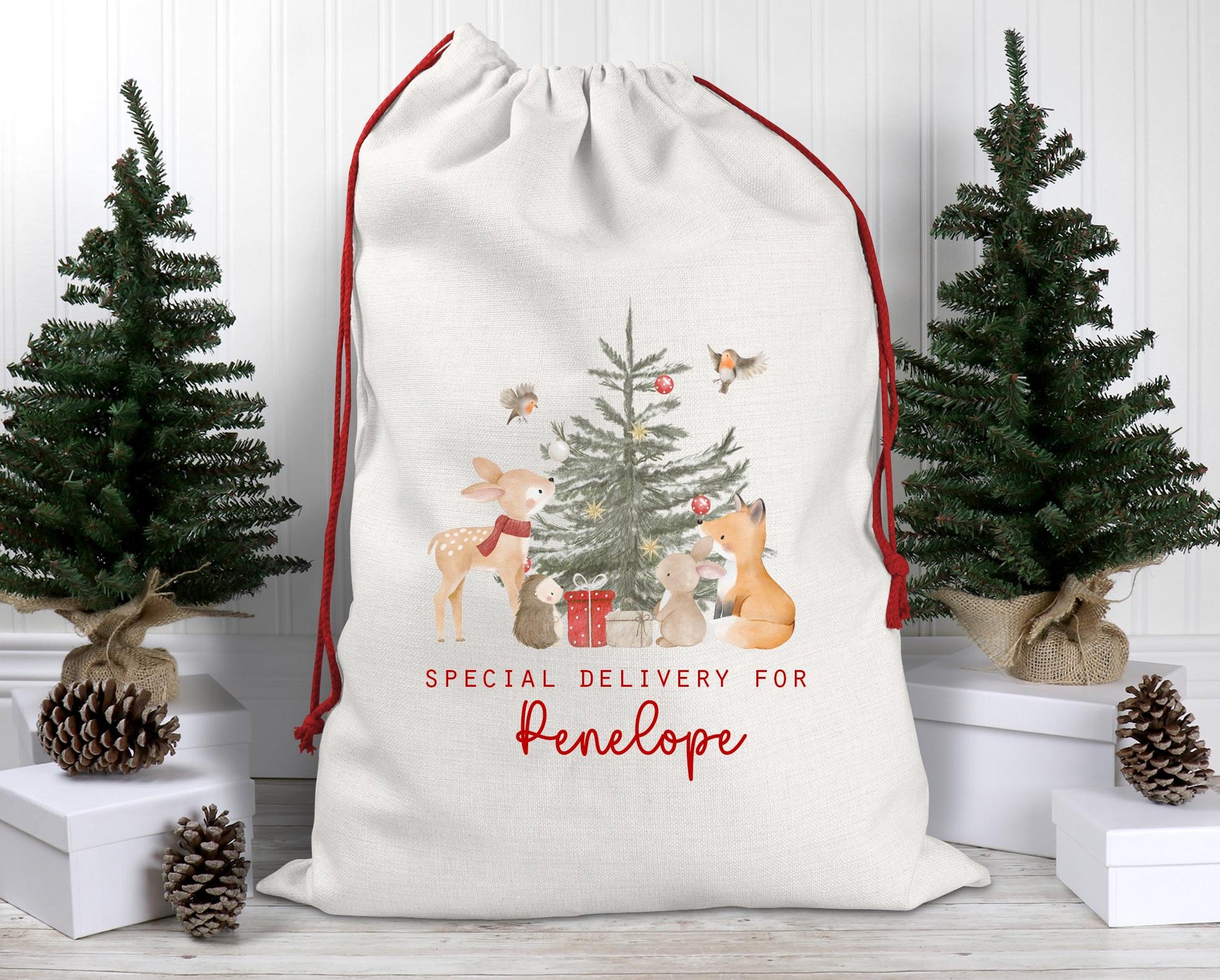 Personalised christmas reindeer christmas eve present sack stocking xmas gift christmas eve box personalised santa sack