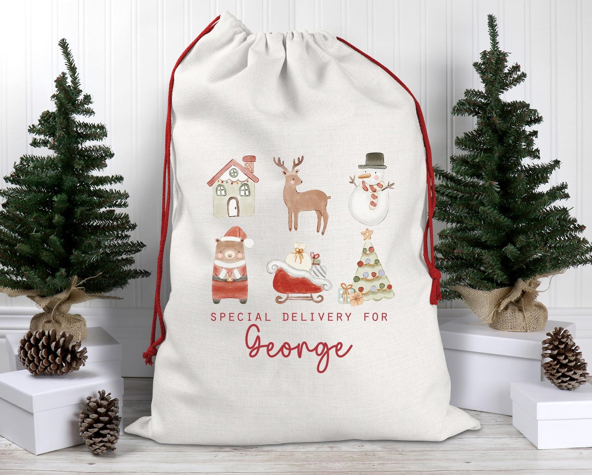 Personalised christmas cute colour family present sack stocking christmas eve box personalised santa sack first christmas gift