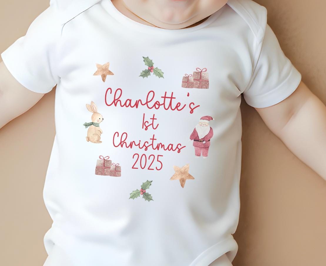 Personalised first christmas outfit, First christmas sleepsuit, My first christmas vest, My 1st christmas outfit, First christmas pyjamas