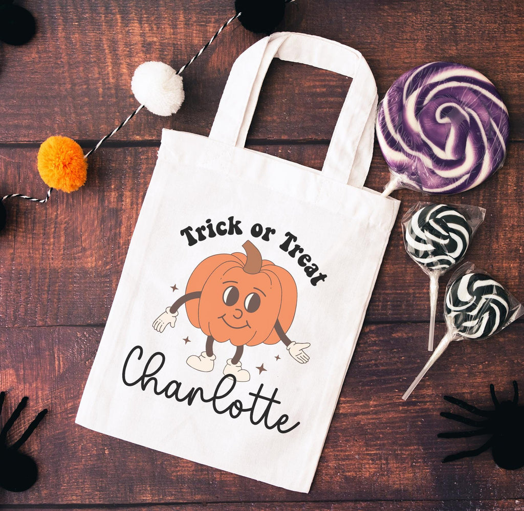 Personalised Halloween bag, Boo Basket , Trick or Treat Bag , Halloween Gift Bag , Halloween Baskets , Halloween Decor , Retro pumpkin
