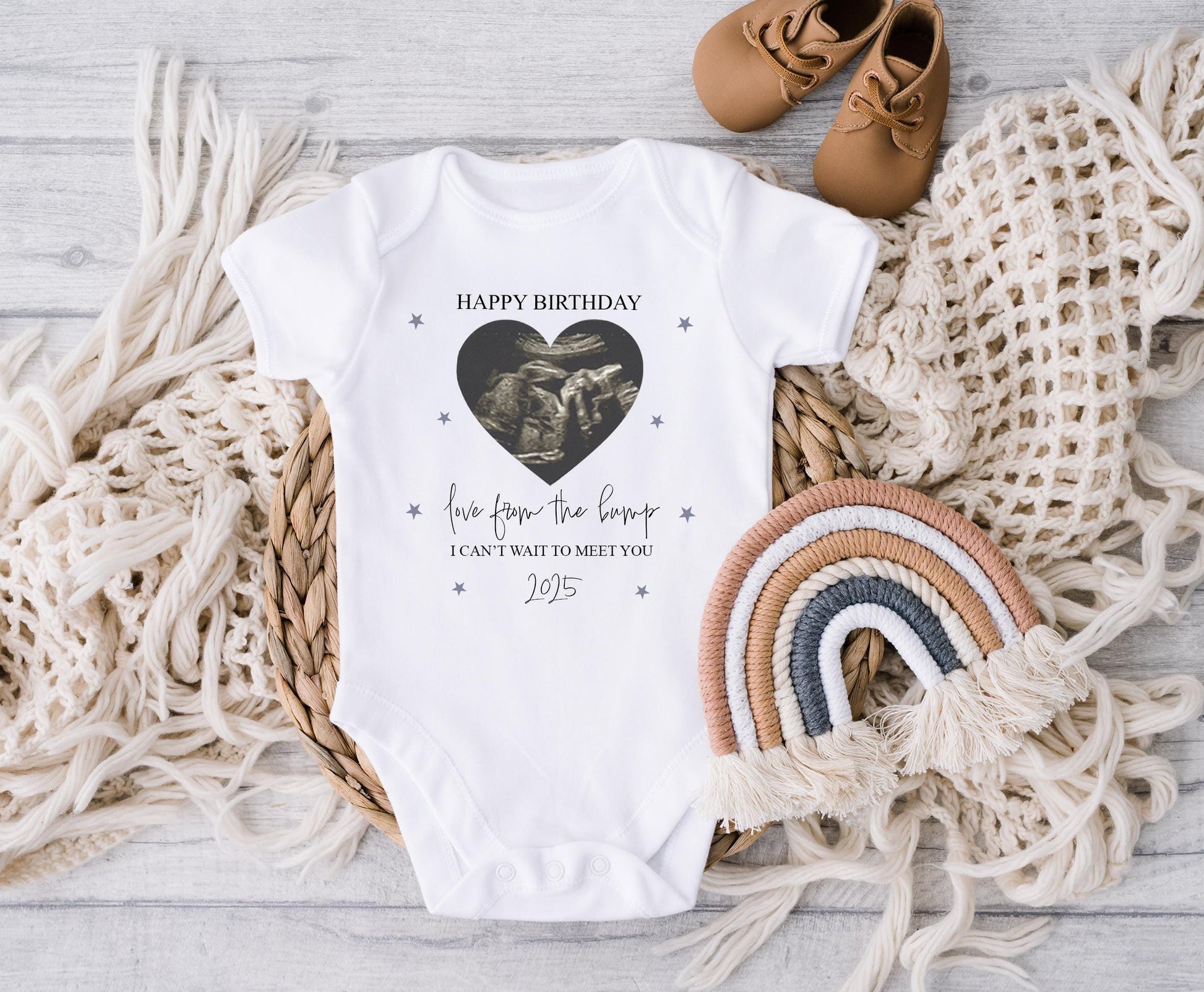 Personalised happy fathers day from bump vest, Personalised photo baby scan vest,  first fathers baby bump day, first fathers day gift