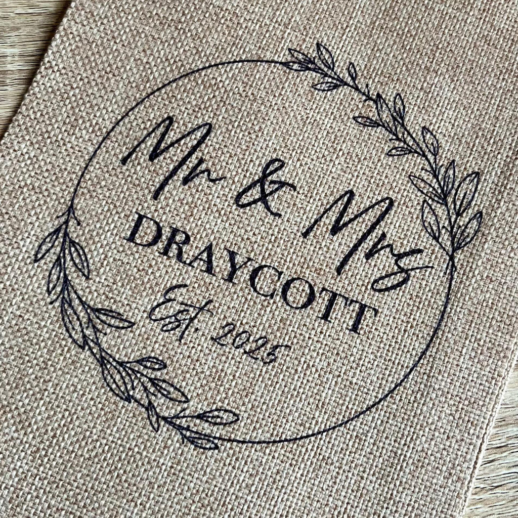 Personalised mr and mrs EST wreat wine bag holder , Wedding couple gift wine bag holder gift ,  Couple wine bag ,  Wedding couple wine bag
