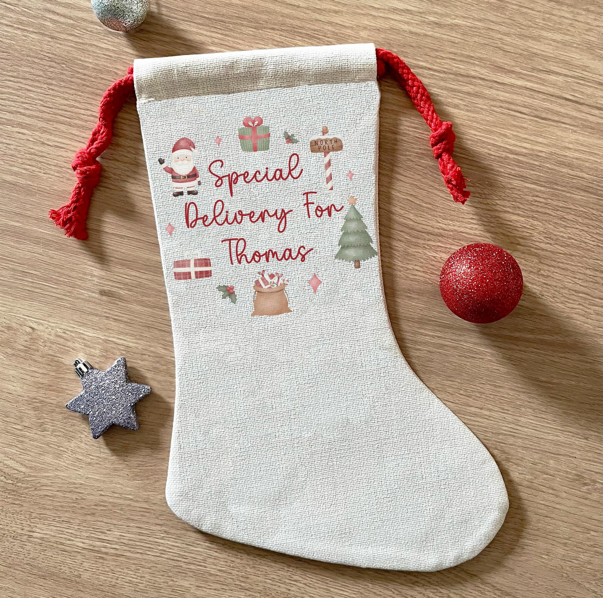 Personalised cute christmas santa stocking , Xmas eve box, Christmas eve box , Personalised santa sack , Christmas box , First christmas