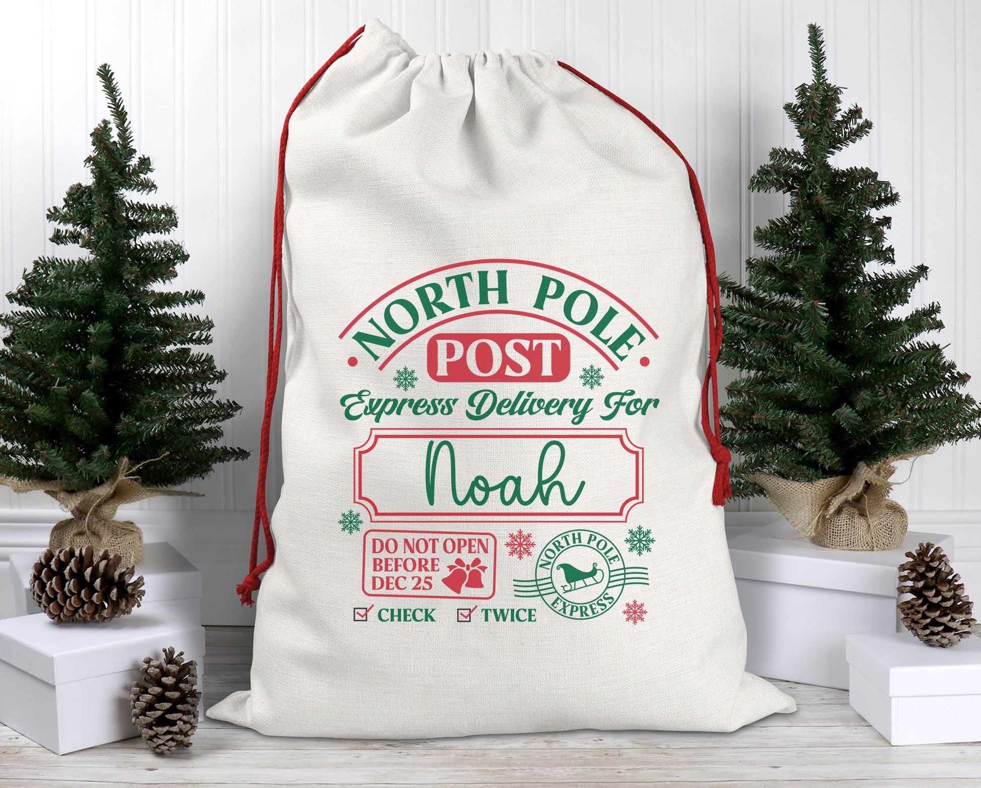 Personalised christmas santa  sack stocking christmas eve box personalised santa sack first christmas giftpersonalised christmas stocking