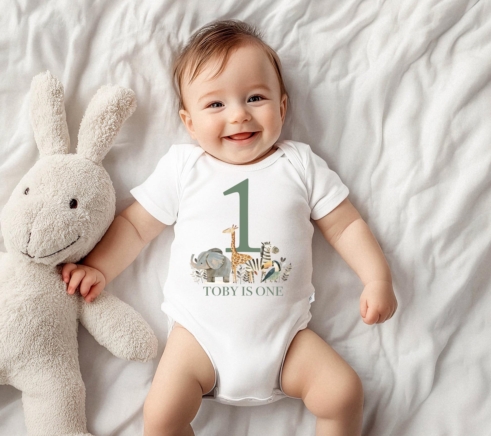 personalised first birthday safari animal baby vest, birthday animal bib, Personalised 1st birthday vest, Personalised birthday vest