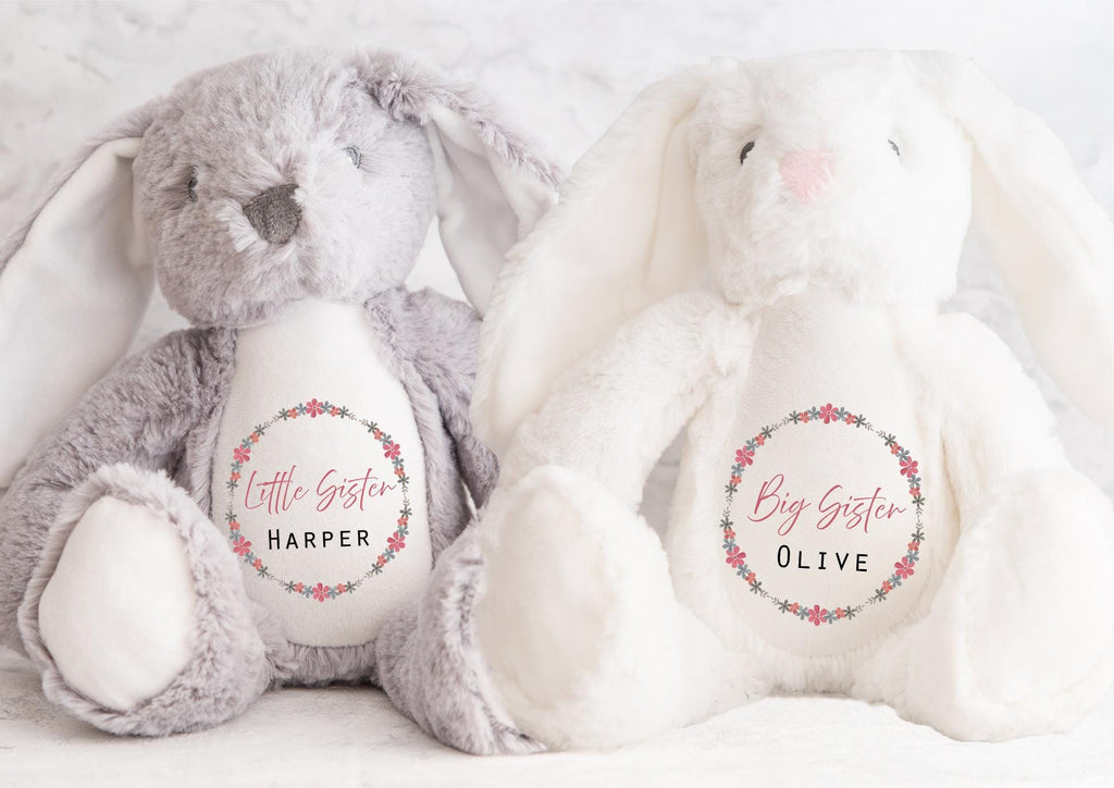 Personalised big sister and Little sister teddy, Big cousin teddy, Little cousin teddy, Personalised teddy gift, Baby shower teddy gift