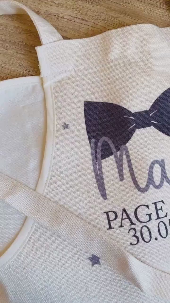 Personalised ring bearer page boy children’s apron wedding favour gift mini best man apron
