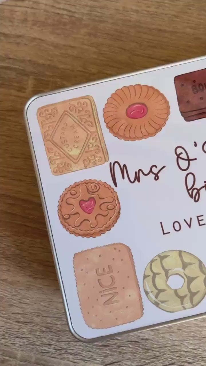 Personalised teacher treat tin gift, Personalised teacher appreciation gift, Custom teacher treats and cakes tin, Headteacher treats tin